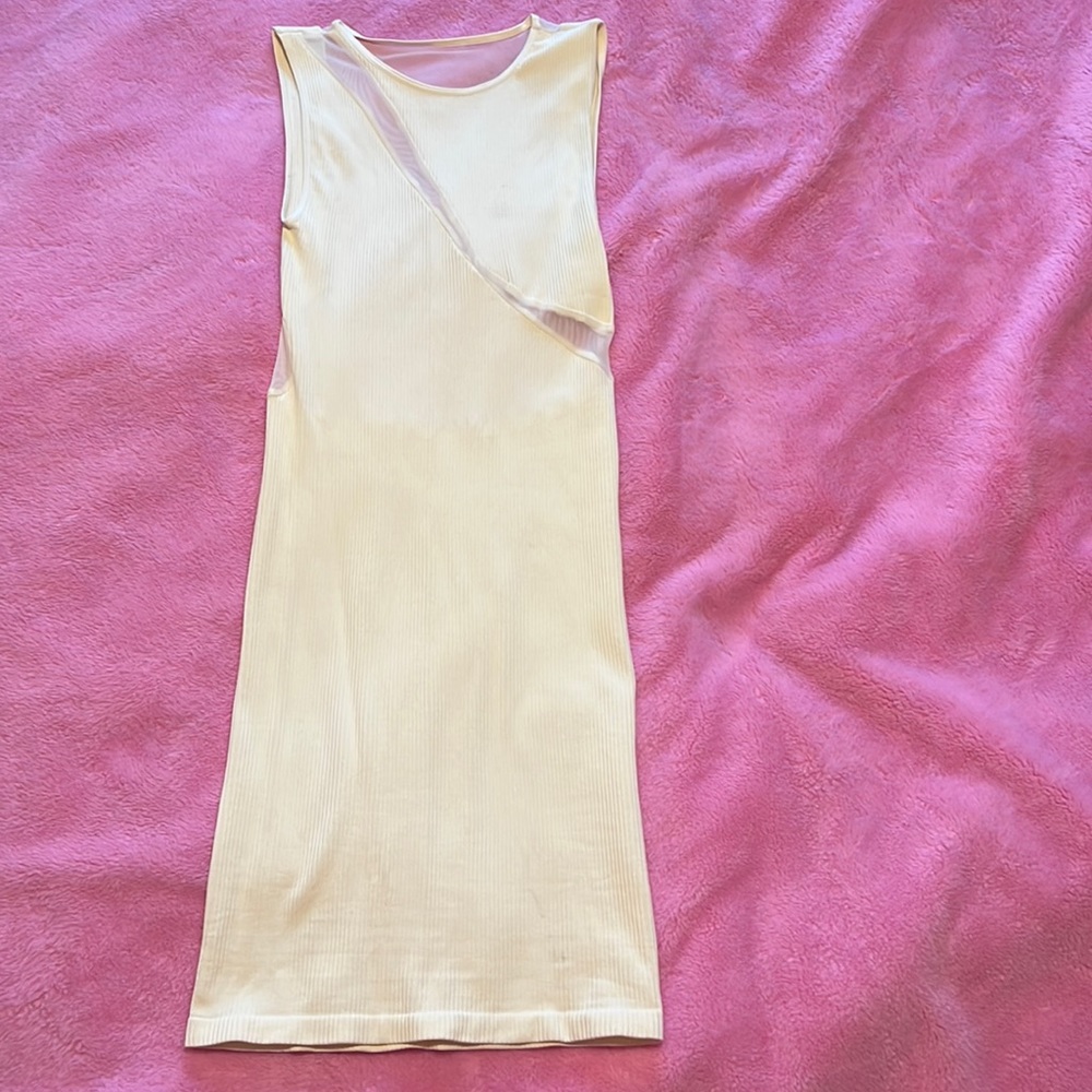 Free People Crème Mesh Panel Body Con Dress - Picture 2 of 7